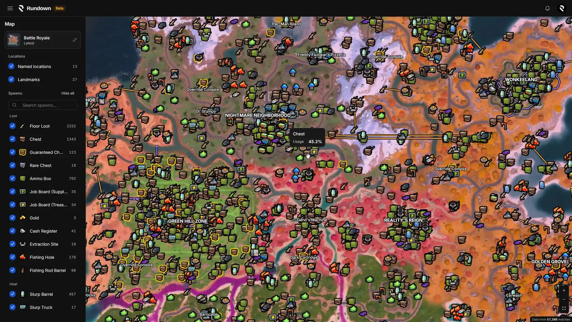 A Rundown map of every loot and item spawn on the island